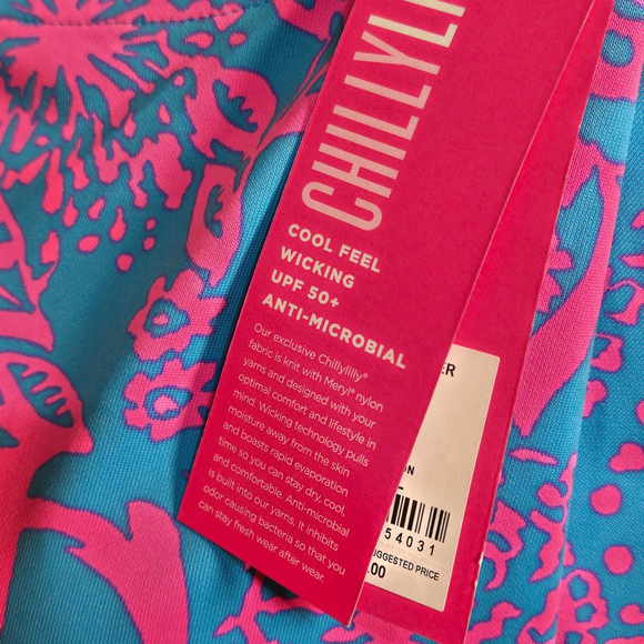 Lilly Pulitzer Braedyn UPF 50+ Midi Dress Large NWT Aura Pink Leaf an Impression - Picture 5 of 11